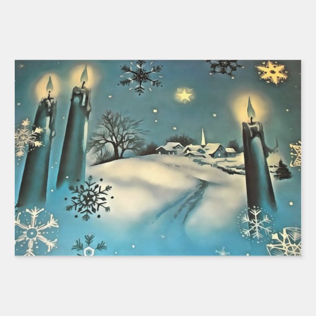 Feuille De Papier Cadeau Scène de Noël de Snowy (Devant 3)