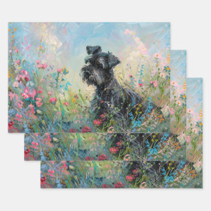 Feuille De Papier Cadeau Schnauzer - Découpage Fleur sauvage