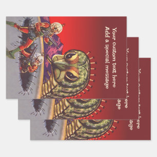 Feuille De Papier Cadeau Science-fiction vintage Géant mille-pattes Insecte