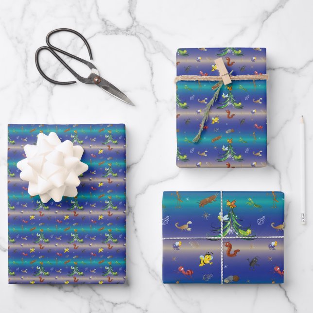 Feuille De Papier Cadeau Science, Insect Buver Arbre de Noël (Recto)