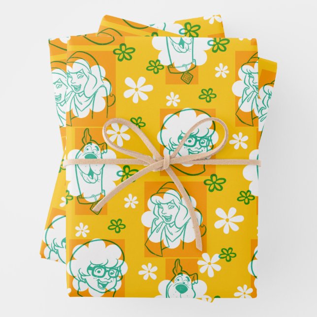 Feuille De Papier Cadeau Scooby-Doo | Modèle floral de caractère (En situation)