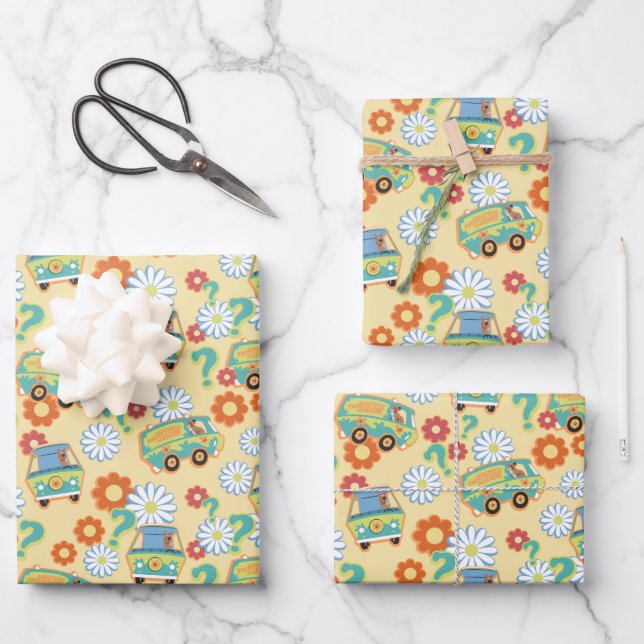Feuille De Papier Cadeau Scooby-Doo Mystery Motif de fleurs (Recto)
