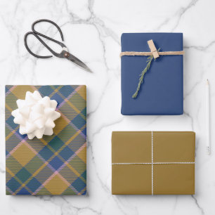 Feuille De Papier Cadeau Scott Mustard Blue Modern Scottish Tartan