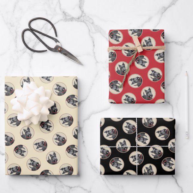 Feuille De Papier Cadeau Scottish Terrier Peinture Black Original Chien Art (Recto)