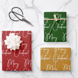 Feuille De Papier Cadeau Script de calligraphie moderne Joyeux Noël