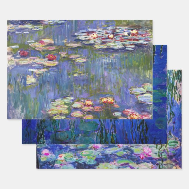 Feuille De Papier Cadeau Sélection des chefs-d'oeuvre de Claude Monet Water (Lot)
