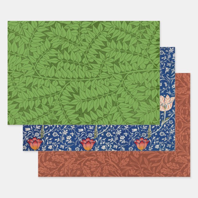 Feuille De Papier Cadeau Sélection florale de William Morris (Lot)