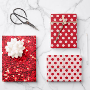 Feuille De Papier Cadeau Sequins Rouges Poisson Rouge Métallisé Saint-Valen
