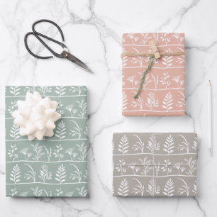 Feuille De Papier Cadeau Sérénade botanique Silhouettes minimalistes douces