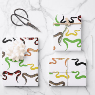 Feuille De Papier Cadeau Serpents colorés Python Reptile Motif