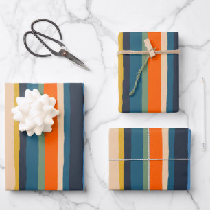 Feuille De Papier Cadeau Serrate Stripes Coloré Contemporain Moderne