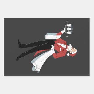 Feuille De Papier Cadeau Serveuse de Noël Santa Serveur Noël