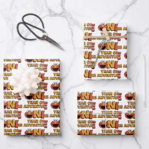 Feuille De Papier Cadeau Sesame Street Elmo - Premier Anniversaire