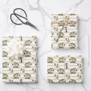 Feuille De Papier Cadeau Shack Tropical Et Palmiers