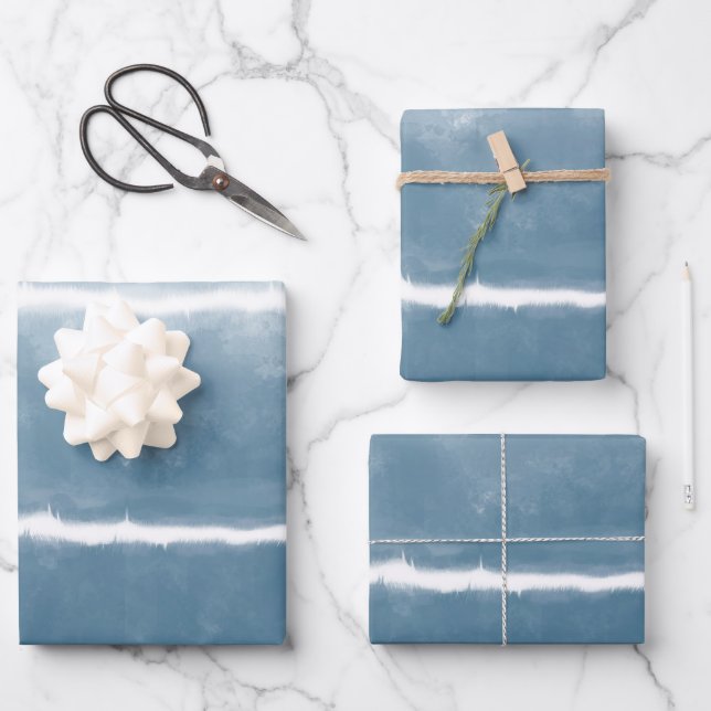 Feuille De Papier Cadeau Shibori Ombre Retro Tie Dye Hippie Indigo (Recto)