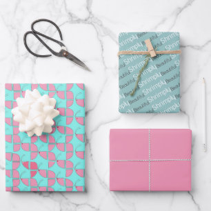 Feuille De Papier Cadeau SHRIMPLEMENT Belle Nursery Motif rose Turquoise