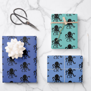 Feuille De Papier Cadeau Silhouette de poulpe d'animal marin