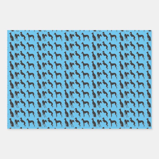 Feuille De Papier Cadeau Silhouettes italiennes Greyhound (Devant)