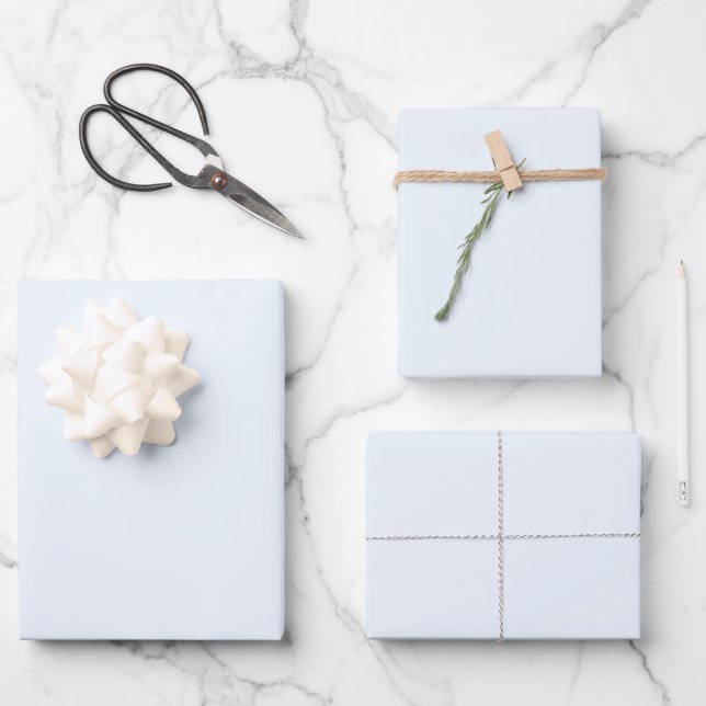 Feuille De Papier Cadeau Simple bleu clair clair uni solide moderne chic (Recto)