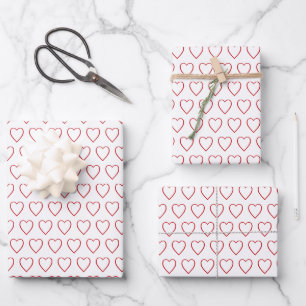 Feuille De Papier Cadeau Simple moderne coeur rouge et blanc motif mignon