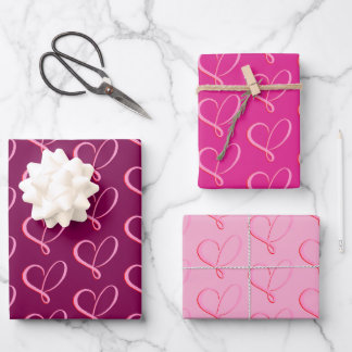 Feuille De Papier Cadeau Simple Pink Red Hearts