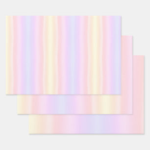 Feuille De Papier Cadeau Simple rose pâle bleu pastel jaune dégradé