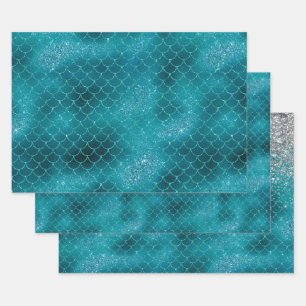 Feuille De Papier Cadeau Sirène Turquoise