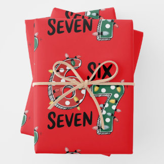 Feuille De Papier Cadeau Six Seven 67 6 7 Christmas Meme Funny Xmas  red