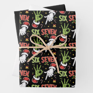 Feuille De Papier Cadeau Six Seven Meme Drôle Moyen Type Noël Viral 6 7 