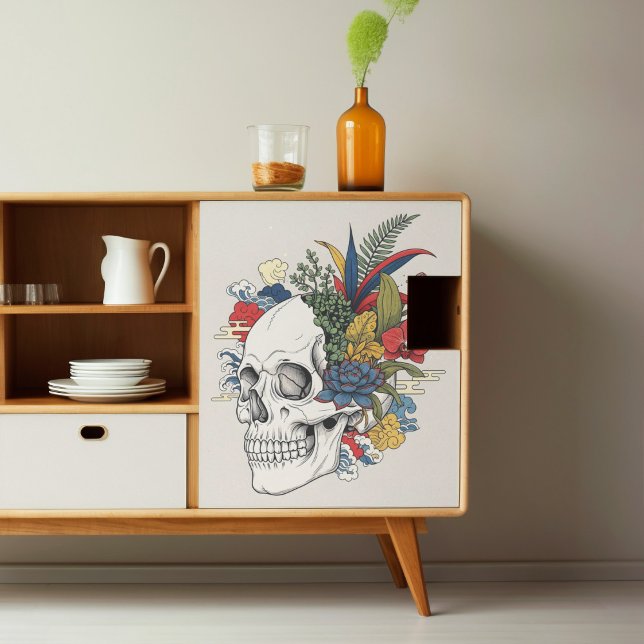 Feuille De Papier Cadeau Skeleton House Plantes Enveloppement Ou Découpage  (This is a mockup, your design may appear larger/smaller depending on size of your decoupage piece.)
