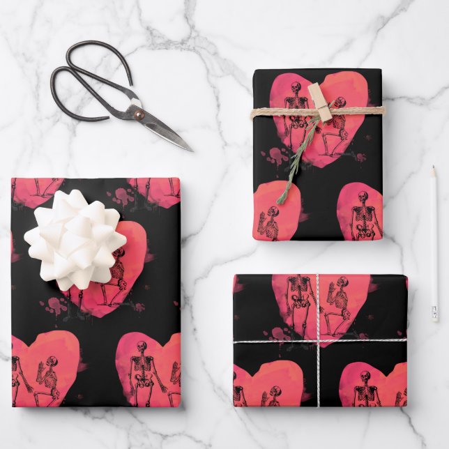 Feuille De Papier Cadeau Skeleton Love (Recto)