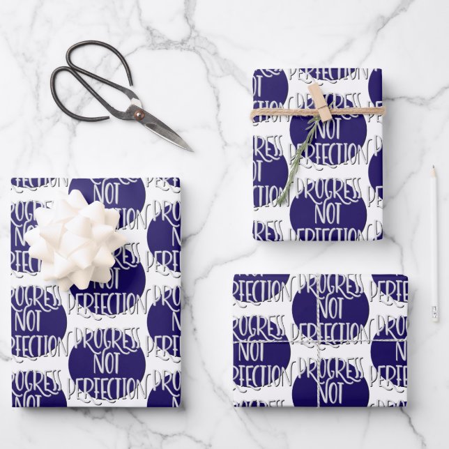 Feuille De Papier Cadeau Slogan Progrès pas parfait (Recto)