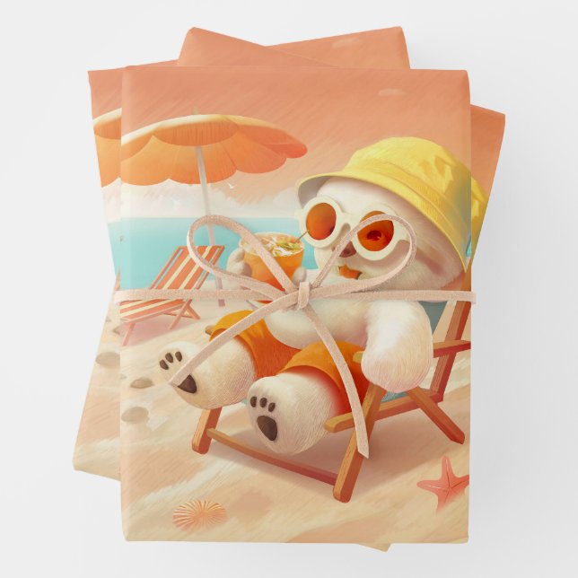 Feuille De Papier Cadeau Smile Dog - Mode Plage Activé (En situation)