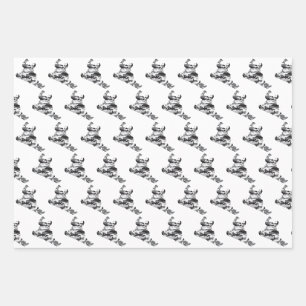 Feuille De Papier Cadeau Snowboardeur en Camouflage Grey