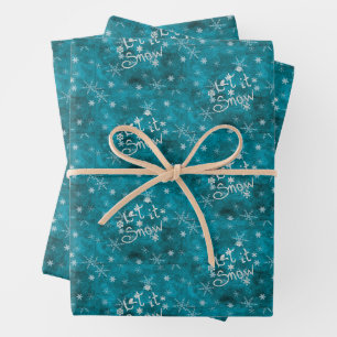 Feuille De Papier Cadeau Snowflakes Bleu D'Hiver Mystique Laisser Neige
