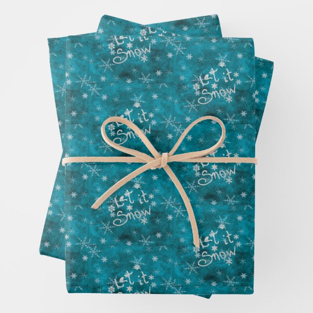 Feuille De Papier Cadeau Snowflakes Bleu D'Hiver Mystique Laisser Neige (En situation)