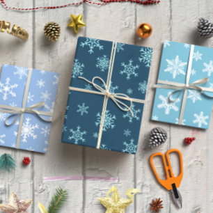 Feuille De Papier Cadeau Snowflakes bleu set de Noël 3