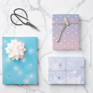 Feuille De Papier Cadeau Snowflakes hiver Elégantes couleurs pastel Noël