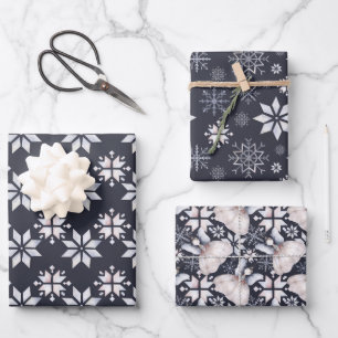 Feuille De Papier Cadeau Snowflakes Hygge et fées Noël