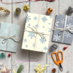 Feuille De Papier Cadeau Snowflakes Noël set 3