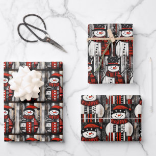 Feuille De Papier Cadeau Snowman
