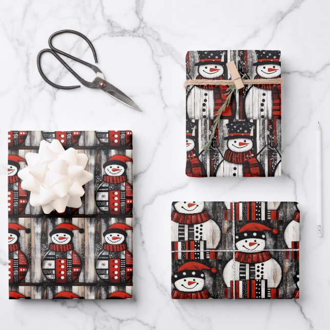 Feuille De Papier Cadeau Snowman (Recto)