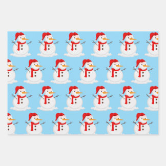 Feuille De Papier Cadeau Snowman Blue Sky Wonderland