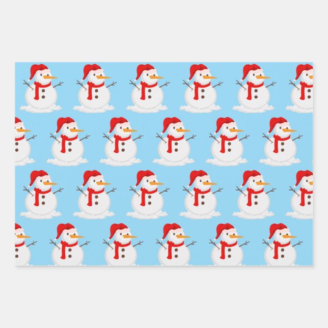 Feuille De Papier Cadeau Snowman Blue Sky Wonderland  (Devant)