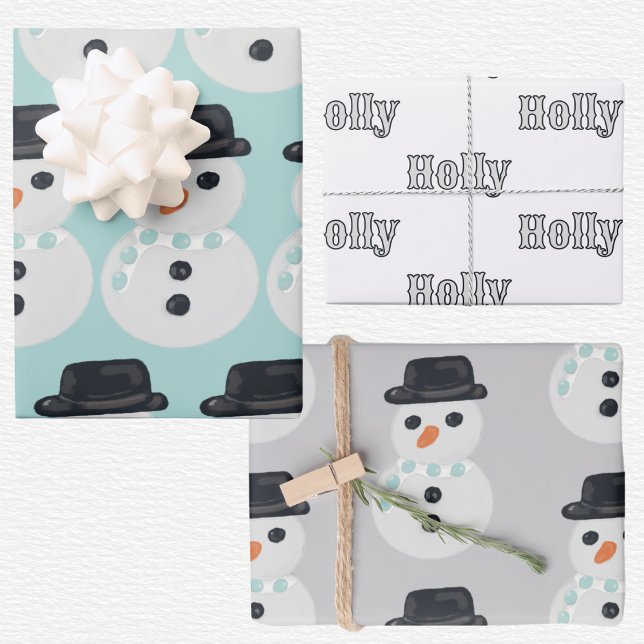 Feuille De Papier Cadeau Snowman Christmas  (Créateur téléchargé)