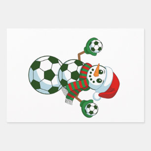 Feuille De Papier Cadeau Snowman Soccer Noël Amateurs de sport