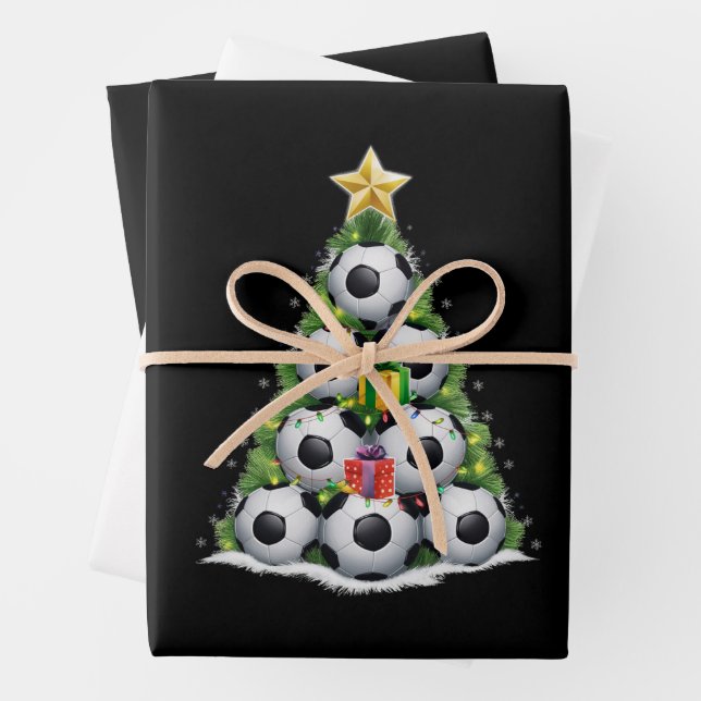 Feuille De Papier Cadeau Soccer Noël Arbre Joueur Joueurs Joueurs Joueurs J (En situation)
