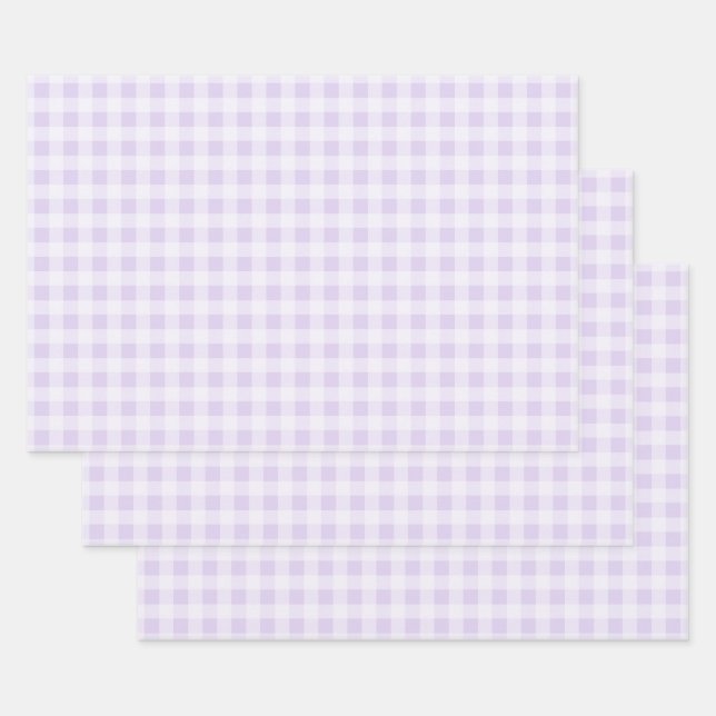 Feuille De Papier Cadeau Soft Lavender Gingham Wrapping Paper Sheets (Lot)