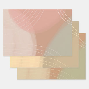 Feuille De Papier Cadeau Soft Neutrals Lignes Colorées Retro Earthy Cadeau