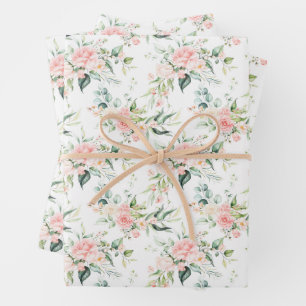Feuille De Papier Cadeau Soft Pastel Rose Rose Flower Motif